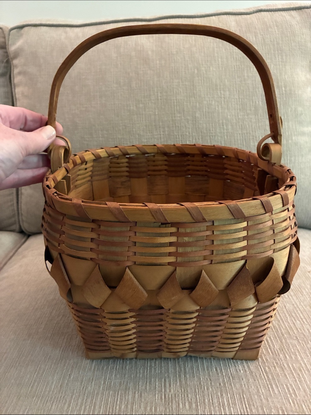 Native American Square-to-Round Fancy Basket Swing handle w./porcupine twist